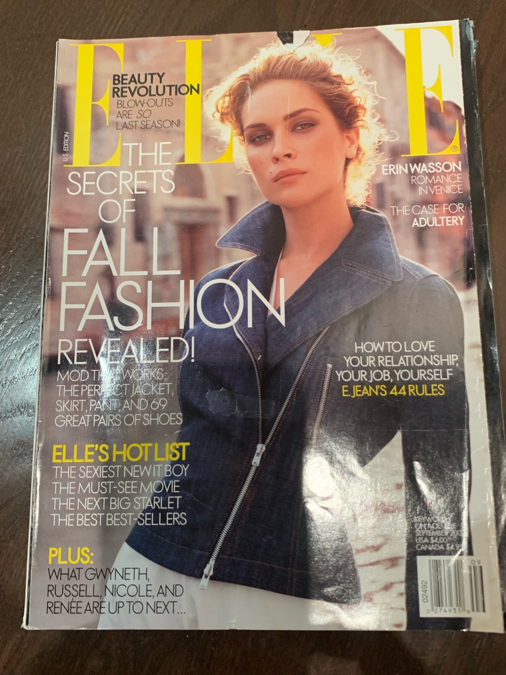 Elle vintage fashion magazine September 2003 issue Erin Wasson cover